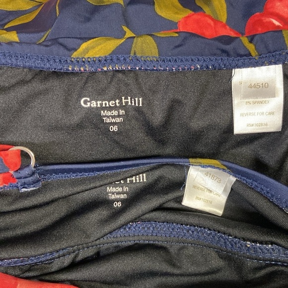 GARNET HILL Floral 3 Piece Tankini Set Top Bikini Skirt Red Navy Size 6 NWT - Picture 7 of 9
